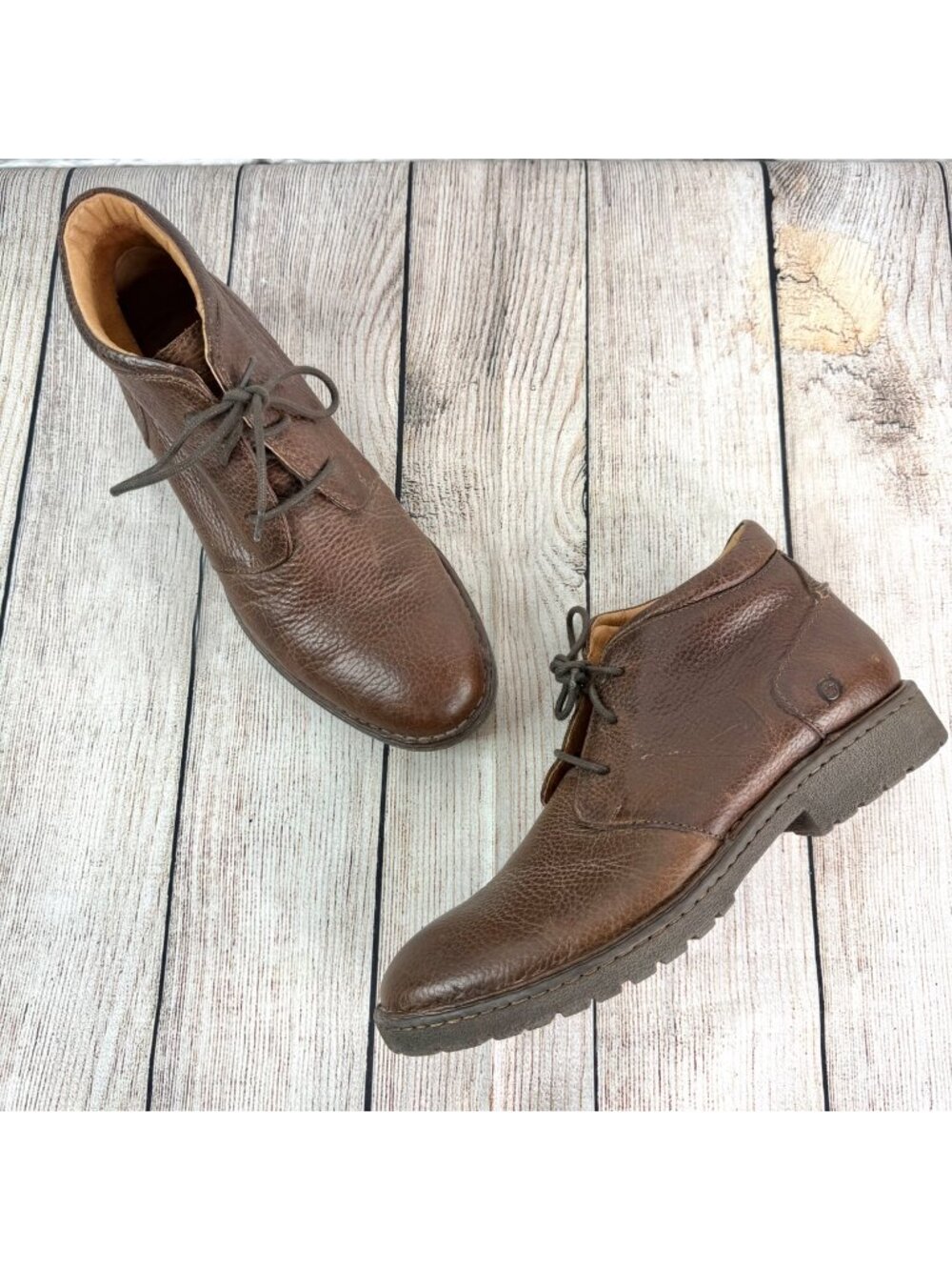 Born Mens Harrison Chukka Boots Brown Lace Up Rubber Soles Size 11